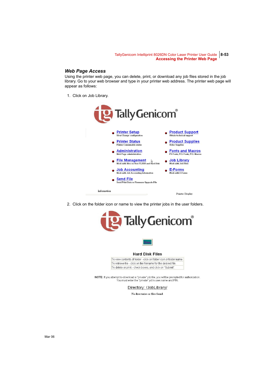 Tally Genicom Intelliprint 8026DN User Manual | Page 253 / 260