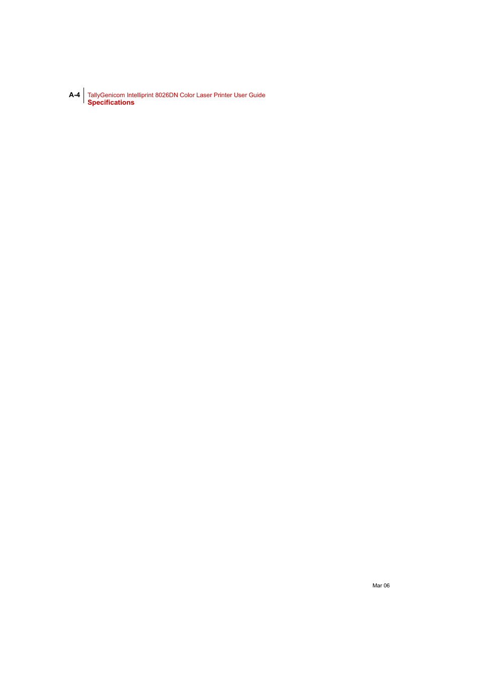Tally Genicom Intelliprint 8026DN User Manual | Page 258 / 260