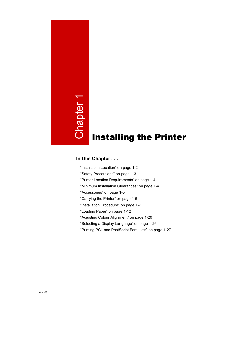 Installing the printer, Chapter 1 | Tally Genicom Intelliprint 8026DN User Manual | Page 29 / 260