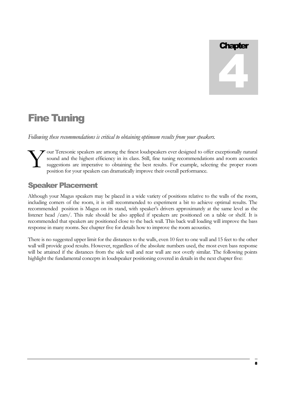 Fine tuning, Chapter | Teresonic Magnus Monitor Speakers User Manual | Page 10 / 20