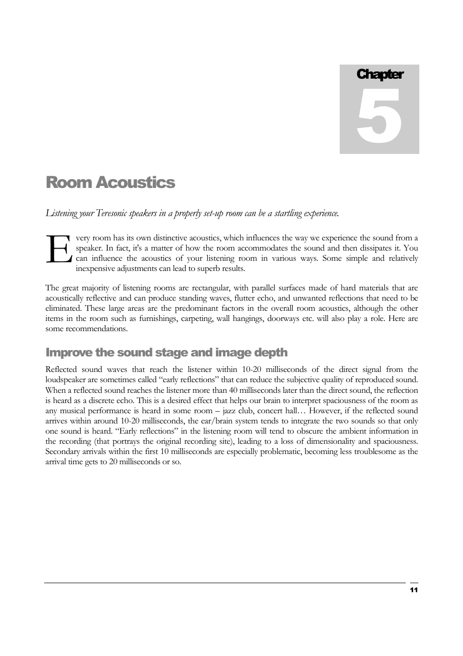 Room acoustics, Chapter | Teresonic Magnus Monitor Speakers User Manual | Page 13 / 20
