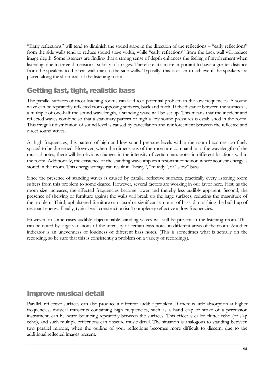 Getting fast, tight, realistic bass, Improve musical detail | Teresonic Magnus Monitor Speakers User Manual | Page 14 / 20