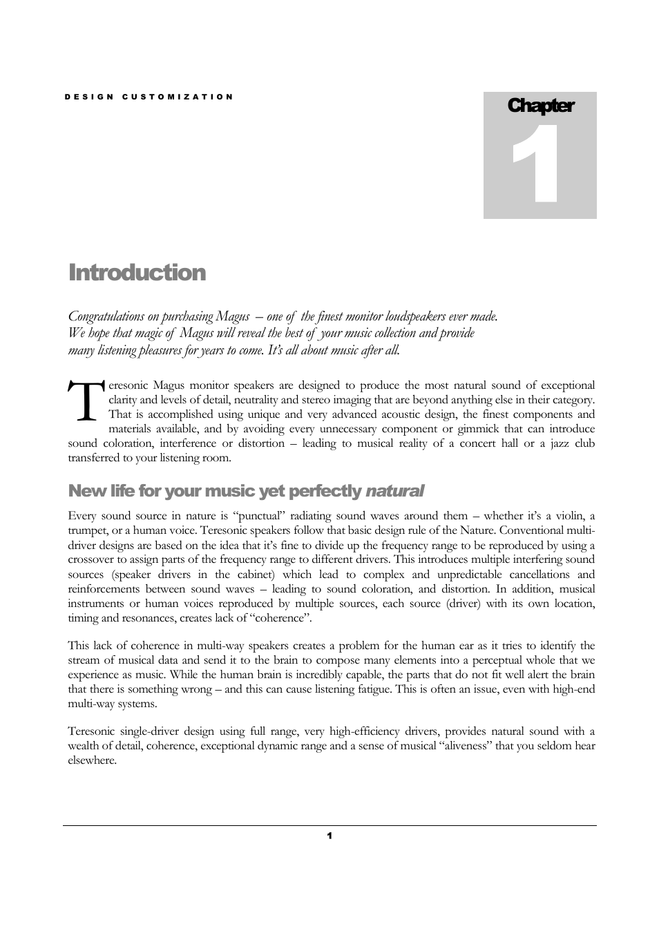 Introduction, Chapter | Teresonic Magnus Monitor Speakers User Manual | Page 3 / 20