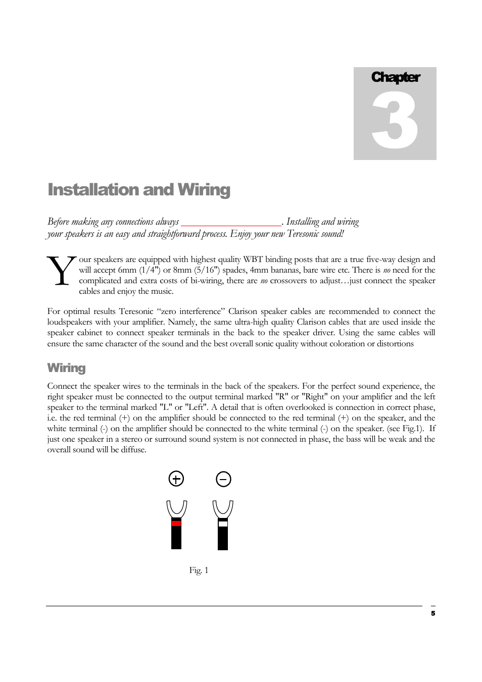 Installation and wiring, Chapter | Teresonic Magnus Monitor Speakers User Manual | Page 7 / 20