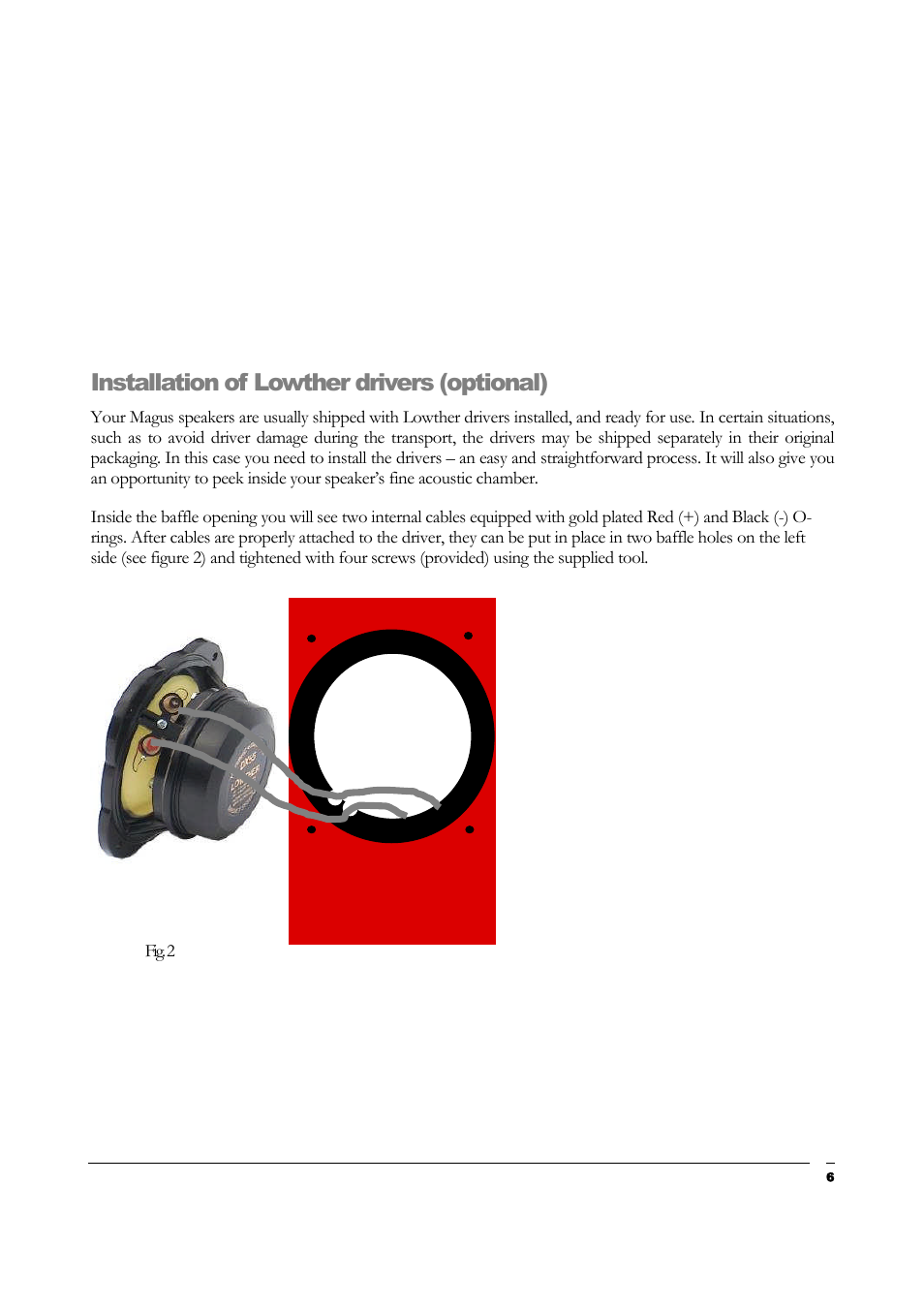 Installation of lowther drivers (optional) | Teresonic Magnus Monitor Speakers User Manual | Page 8 / 20
