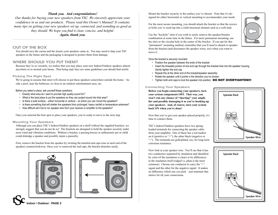 The Speaker Company IndooR oUtdooR SpEakERS User Manual | Page 2 / 3