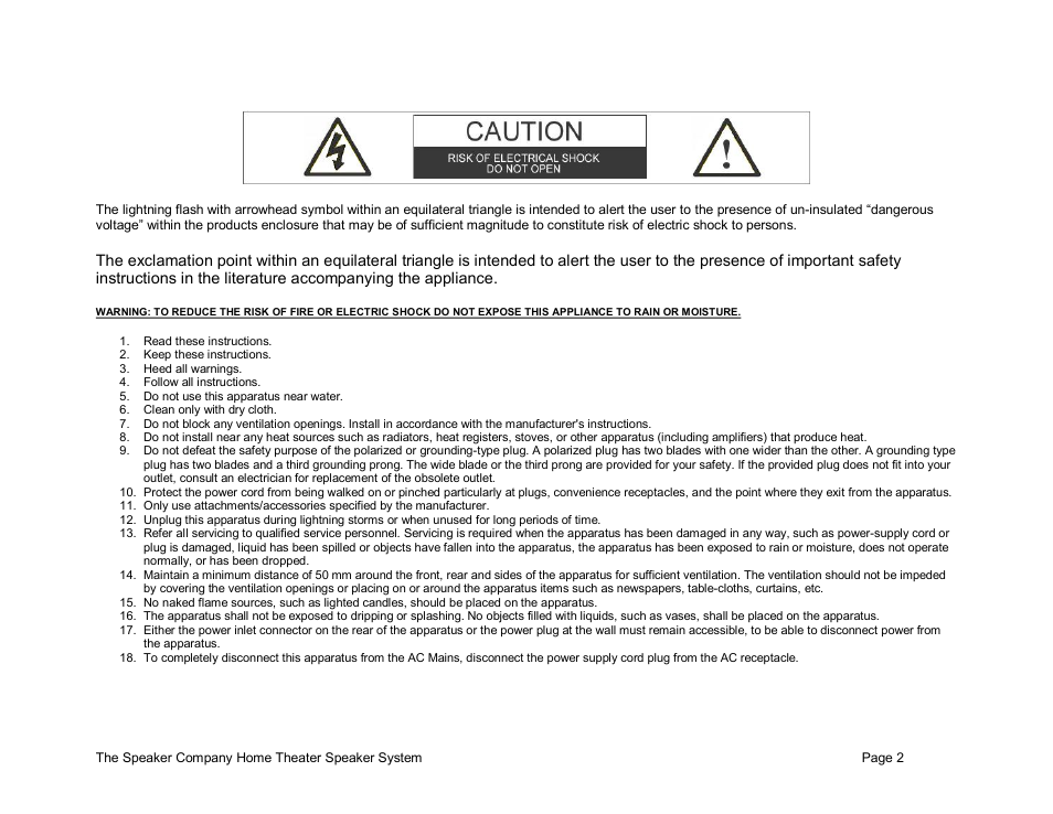 The Speaker Company Home Theater Speaker User Manual | Page 2 / 8