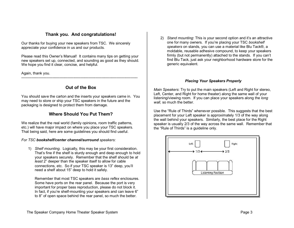 The Speaker Company Home Theater Speaker User Manual | Page 3 / 8