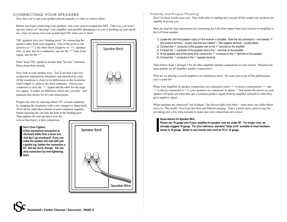 The Speaker Company bookshelf/center channel/surround speakers User Manual | Page 4 / 6