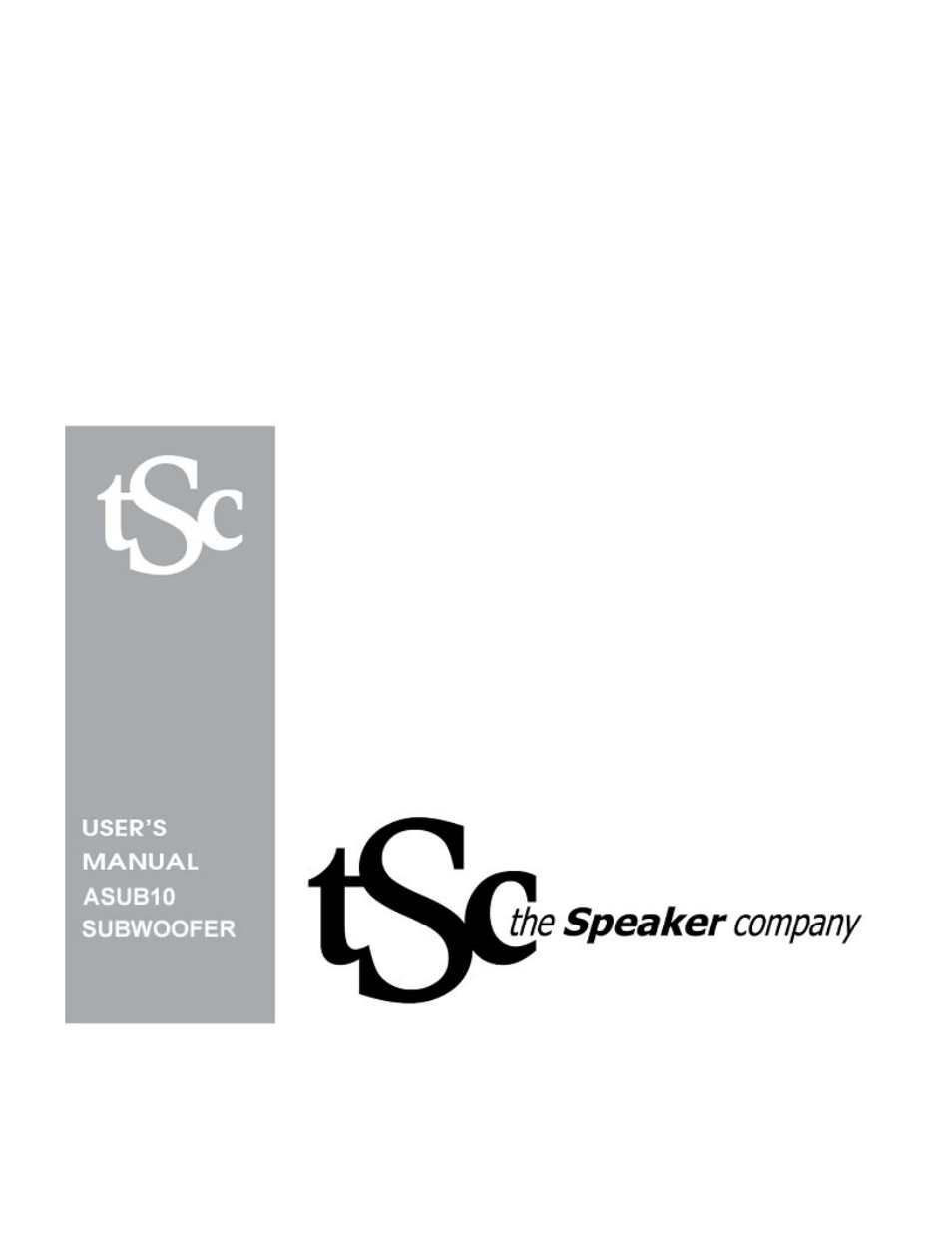 The Speaker Company ASUB10 User Manual | 5 pages
