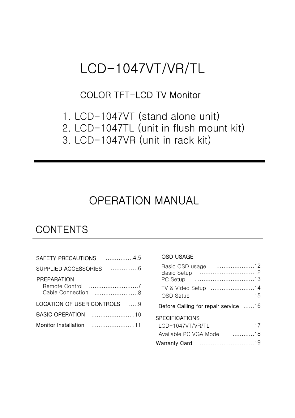 Tote Vision LCD-1047VR/TL User Manual | Page 3 / 20