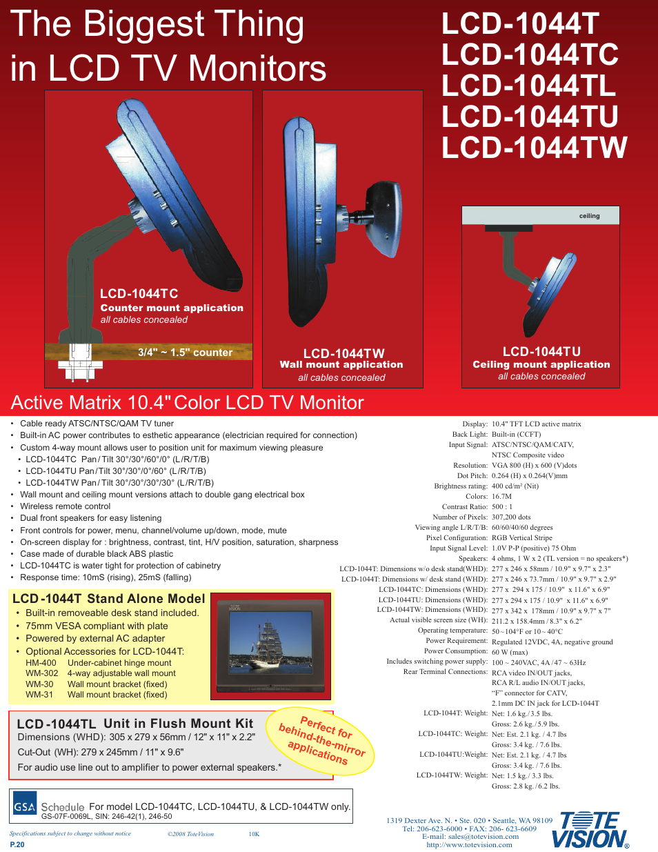 Tote Vision LCD-1044TU User Manual | 1 page