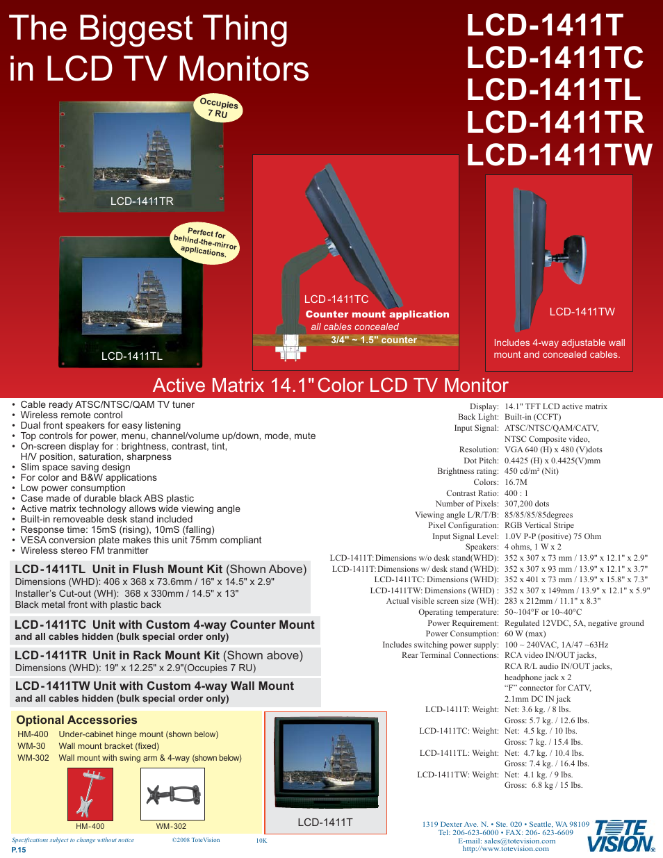 Tote Vision LCD-1411TW User Manual | 1 page
