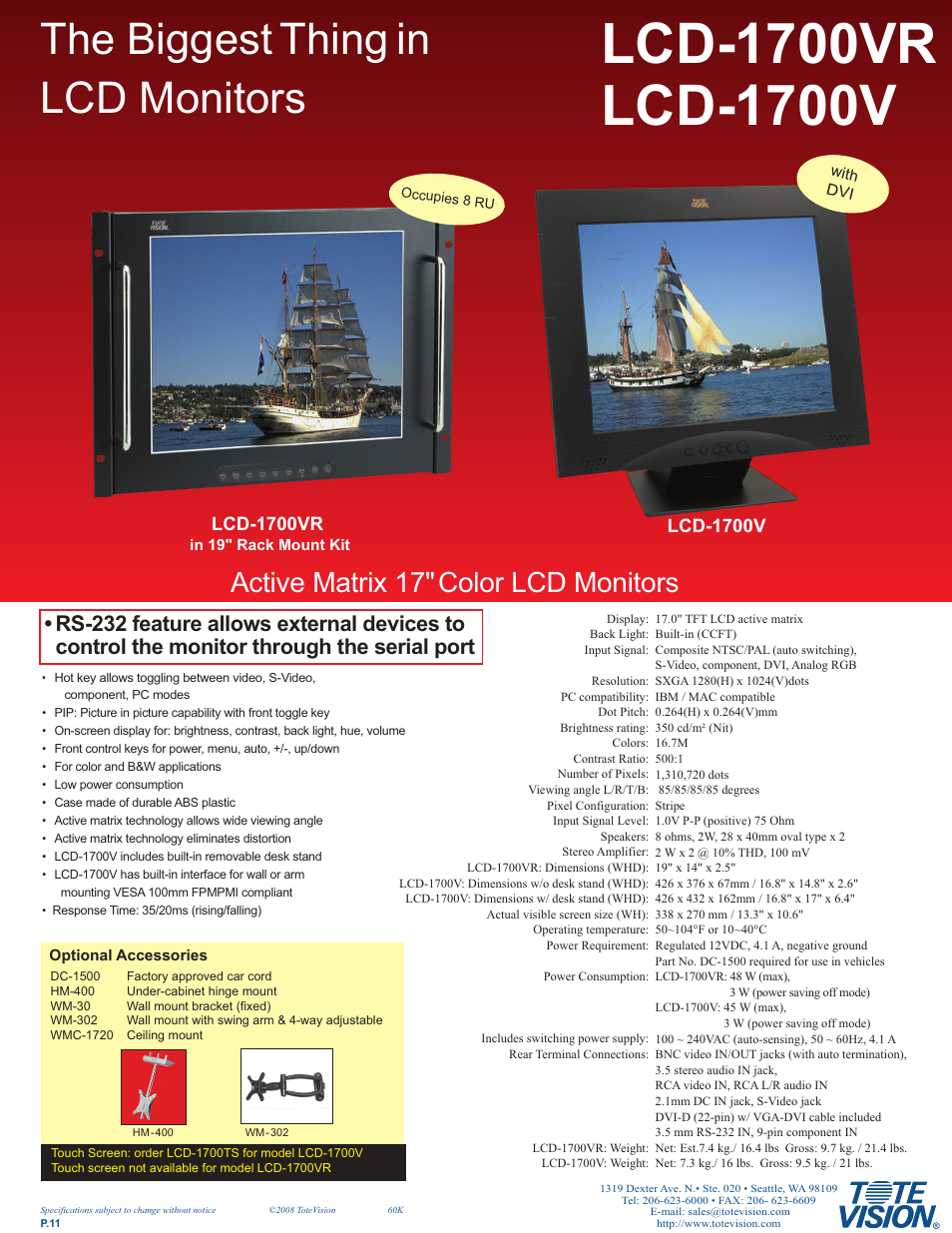 Tote Vision LCD-1700VR User Manual | 1 page