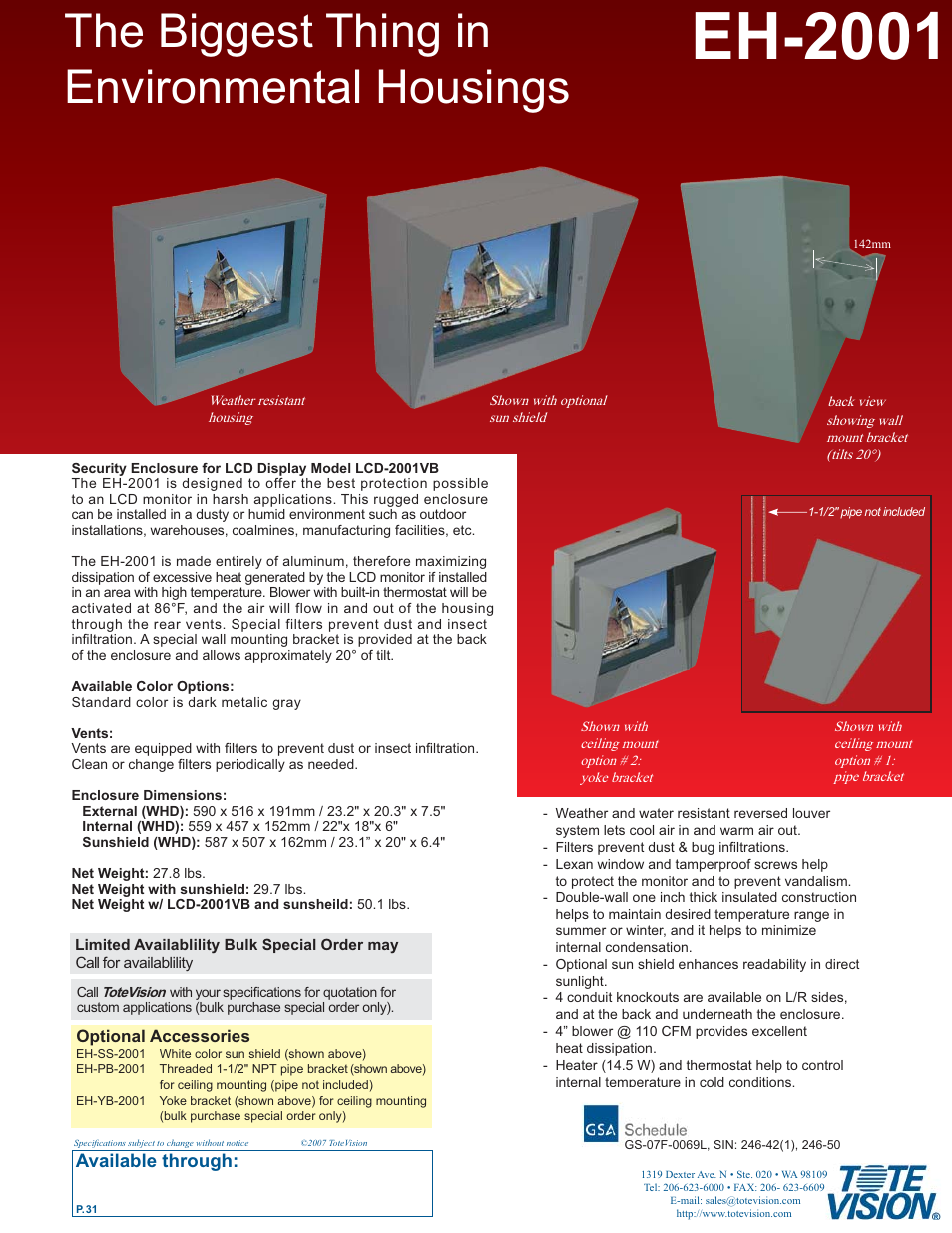 Tote Vision EH-2001 User Manual | 1 page