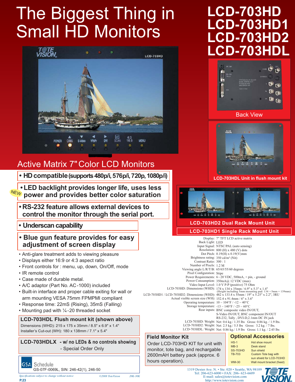 Tote Vision LCD-703HDL User Manual | 1 page