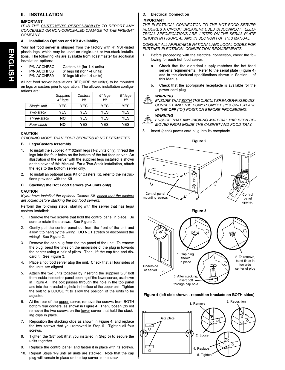 English | Toastmaster HFS72 User Manual | Page 2 / 4