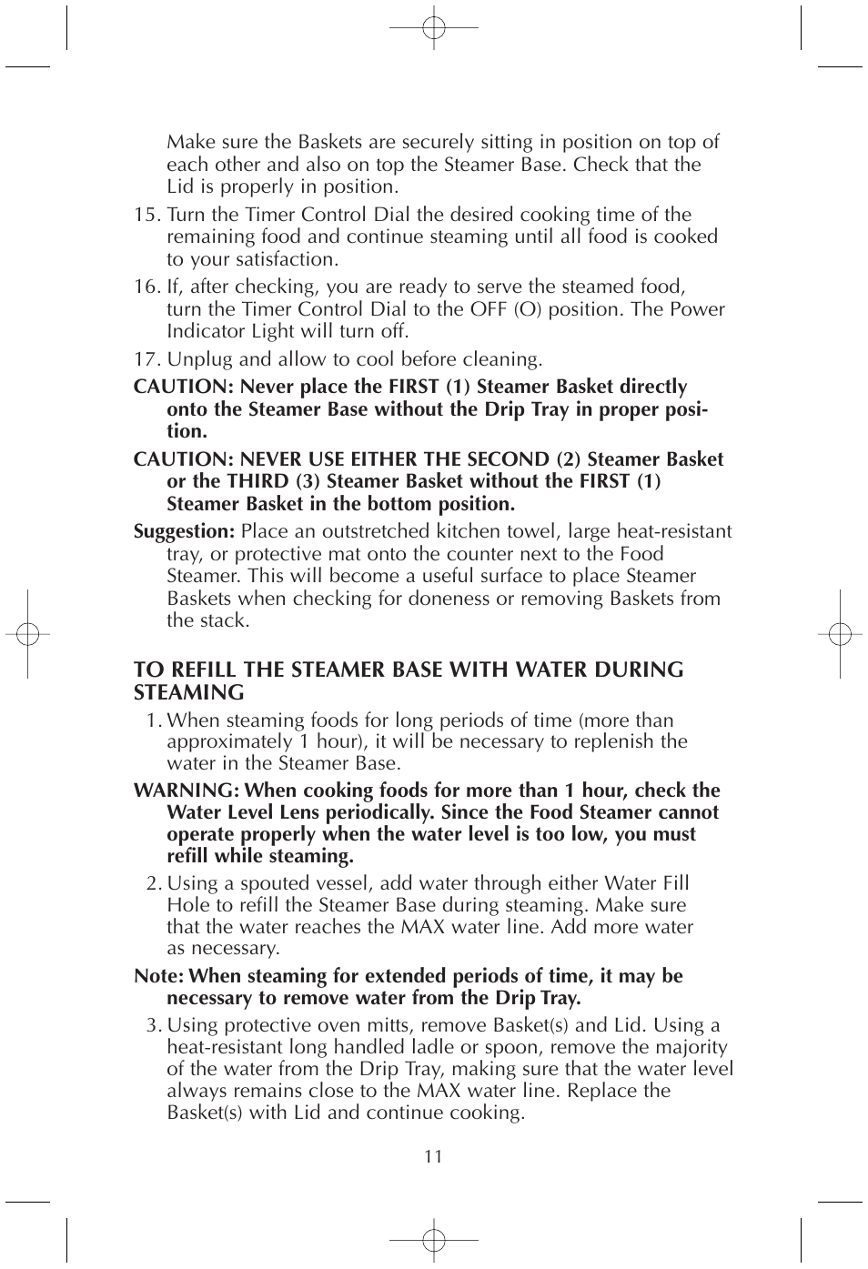 Toastmaster TMFS4401 User Manual | Page 11 / 24
