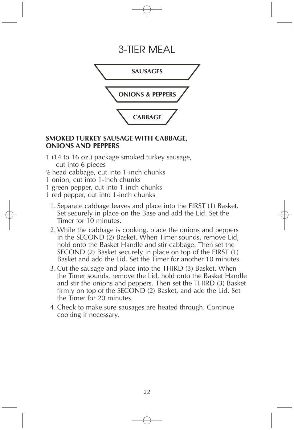 Tier meal | Toastmaster TMFS4401 User Manual | Page 22 / 24