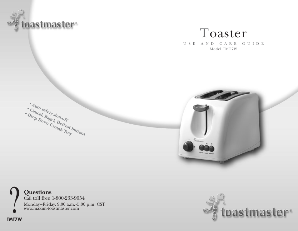 Toastmaster TMT7W User Manual | 12 pages