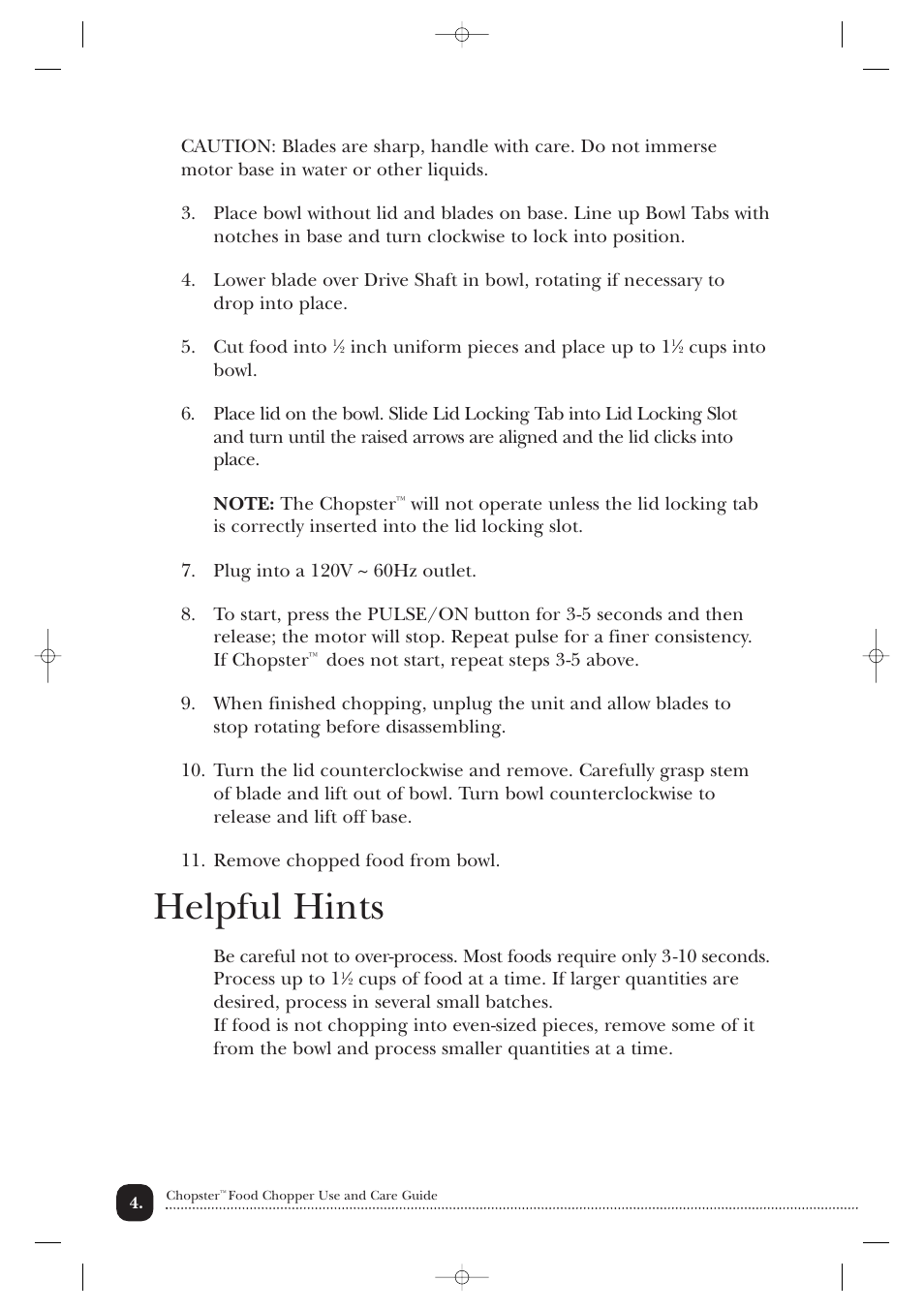 Helpful hints | Toastmaster 118 User Manual | Page 5 / 9