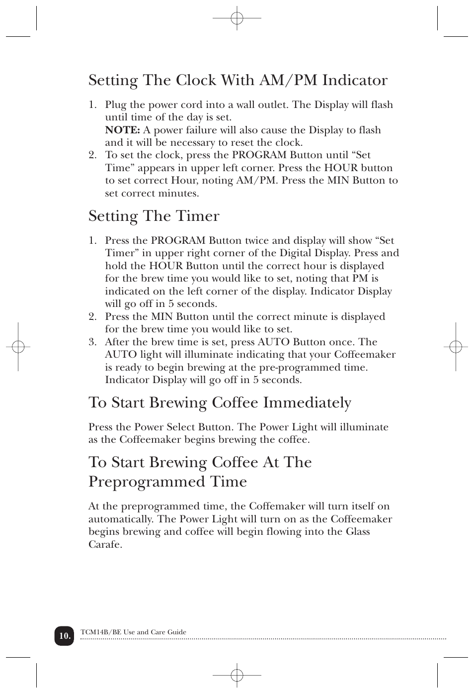 Setting the clock with am/pm indicator, Setting the timer | Toastmaster TCM14BE User Manual | Page 11 / 16