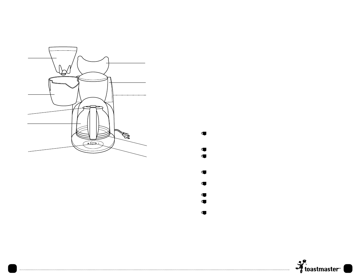 Operating instructions, Hints for great tasting coffee, Getting to know your toastmaster coffeemaker | Before first use (cont.), Coffee filters, Before first use | Toastmaster TCM12CD User Manual | Page 5 / 15