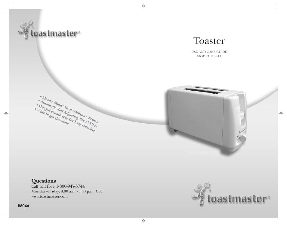 Toastmaster B604A User Manual | 10 pages