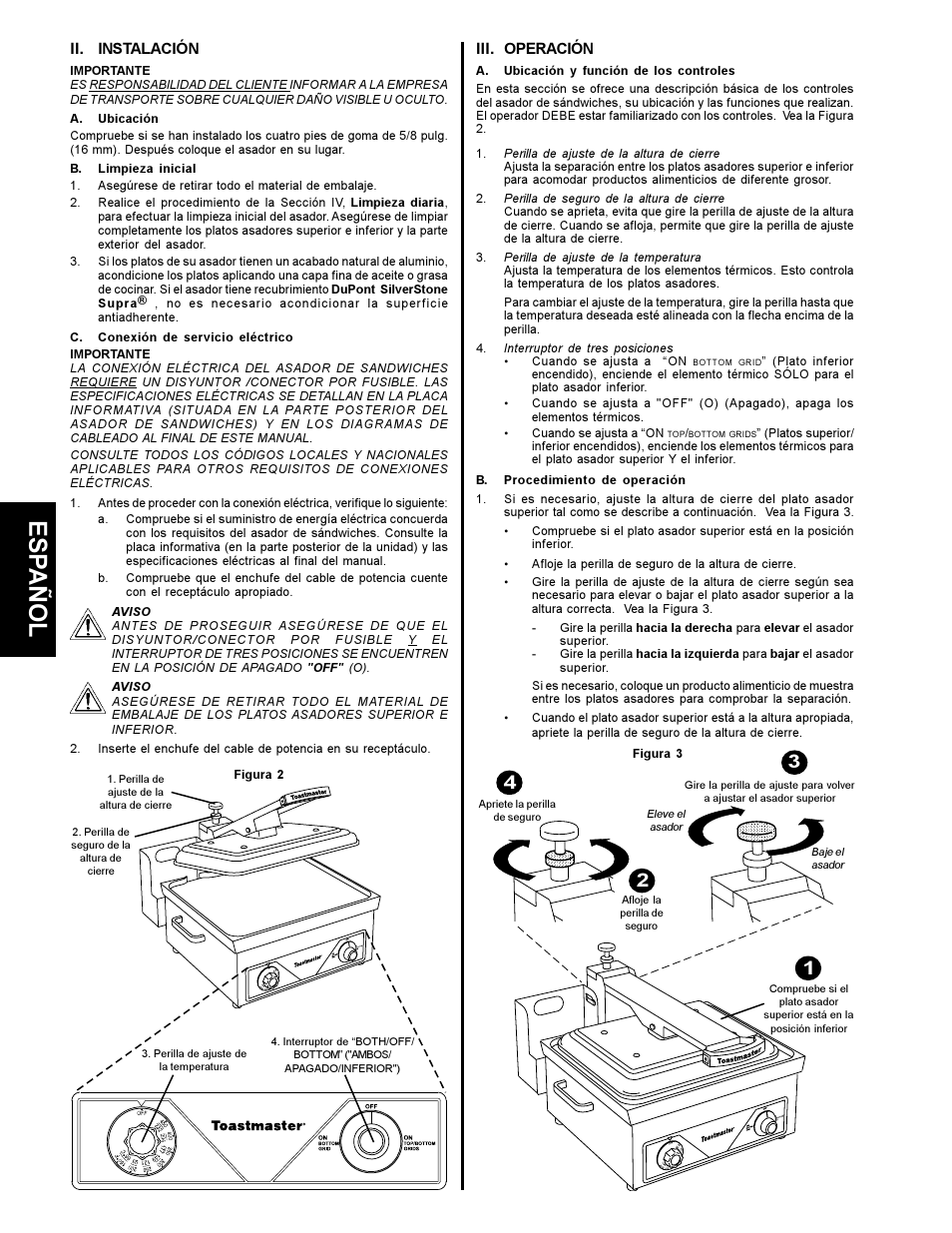 Es pañol | Toastmaster A710UP User Manual | Page 10 / 12
