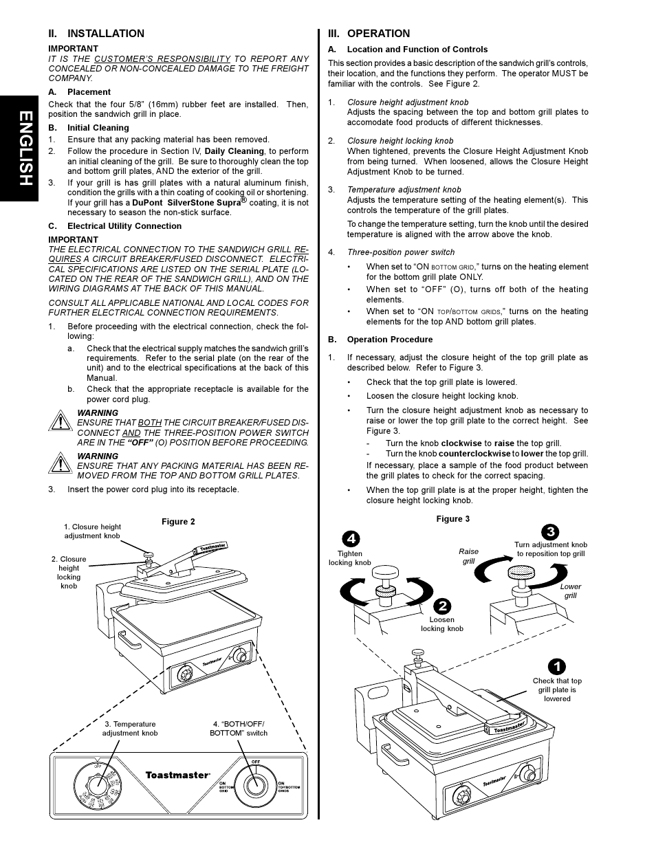 English français e s pañol | Toastmaster A710UP User Manual | Page 2 / 12