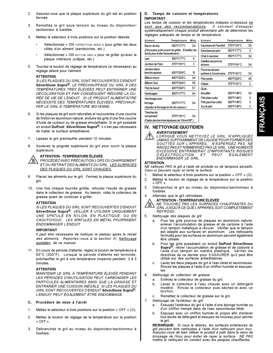 Français | Toastmaster A710UP User Manual | Page 7 / 12