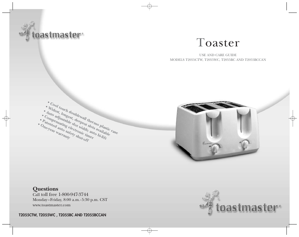 Toastmaster T2055WC User Manual | 9 pages