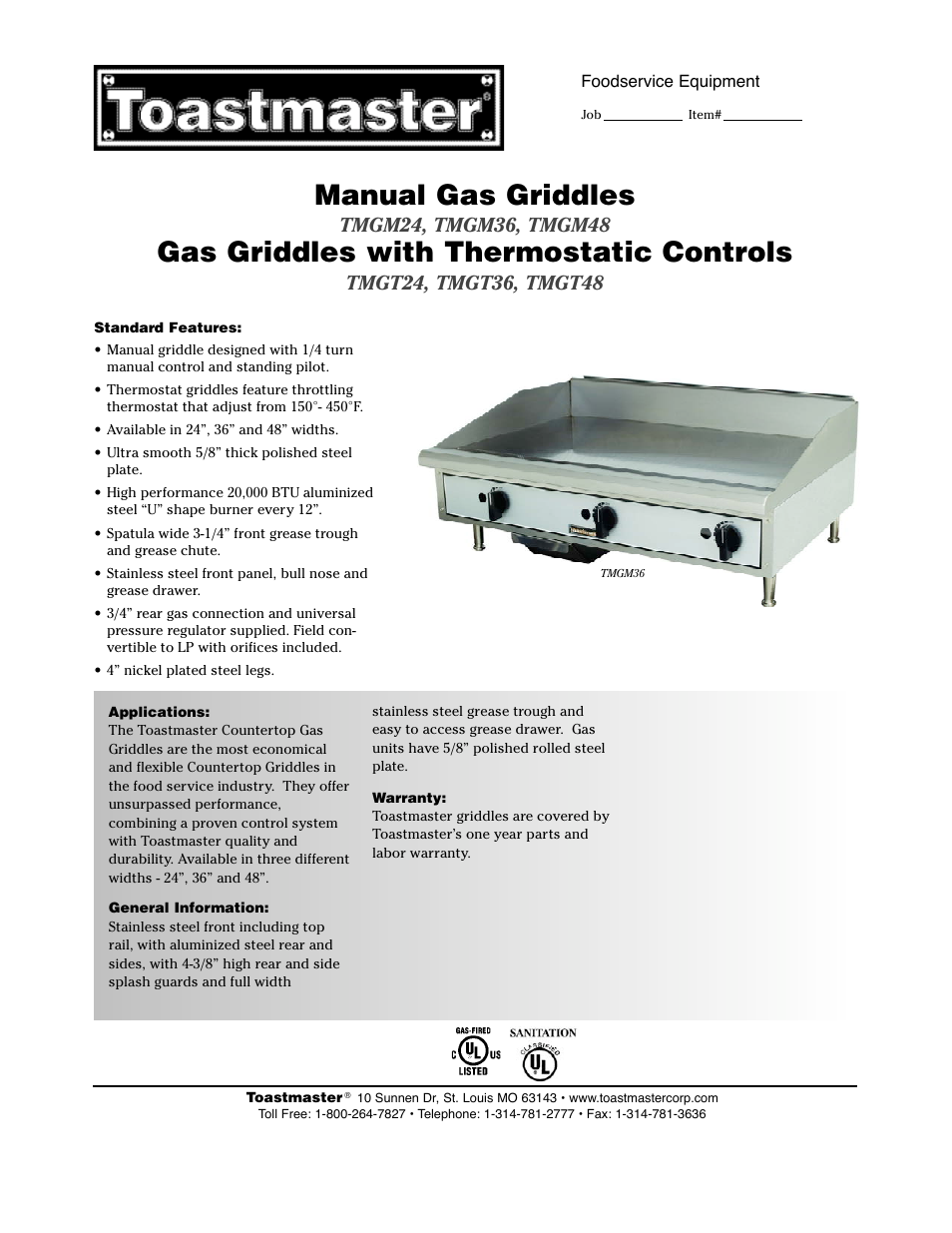 Toastmaster TMDG3600 User Manual | 2 pages