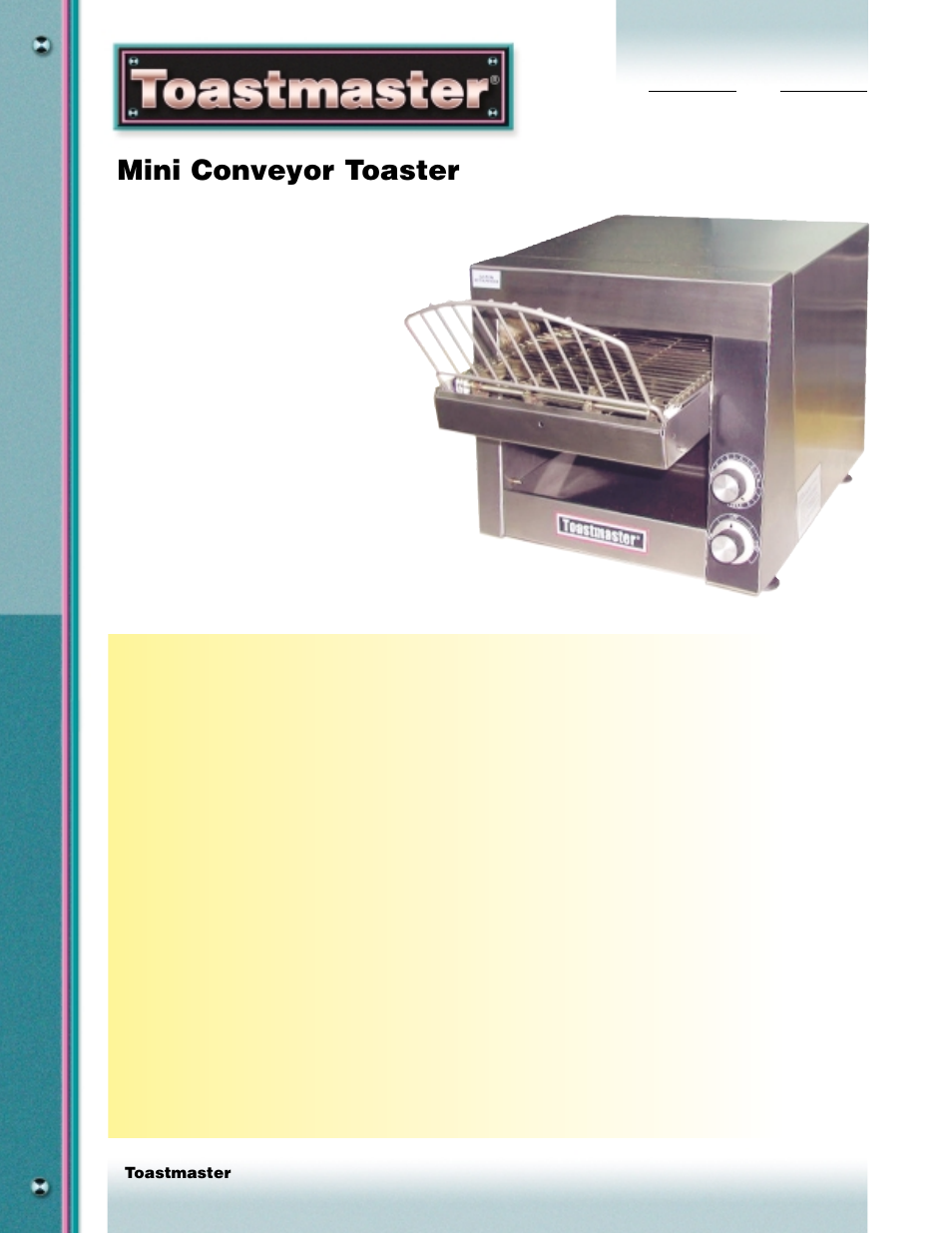 Toastmaster TC13A3663 User Manual | 2 pages