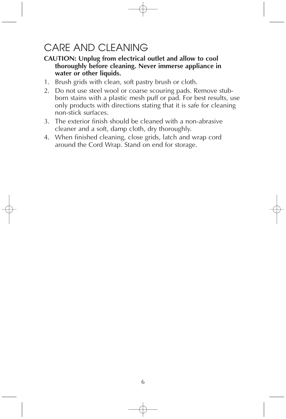 Care and cleaning | Toastmaster TMWB4BELW User Manual | Page 6 / 11