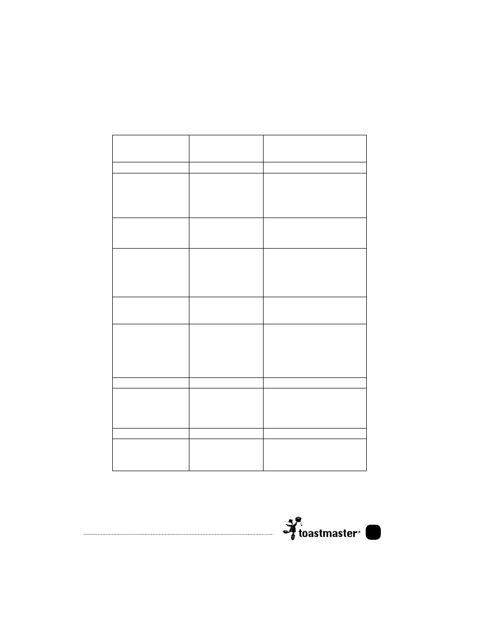 Frying chart, Continued) | Toastmaster TES1 User Manual | Page 8 / 42