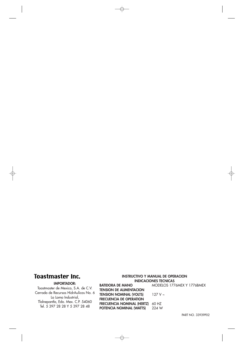 Toastmaster 1776CAN User Manual | Page 7 / 7