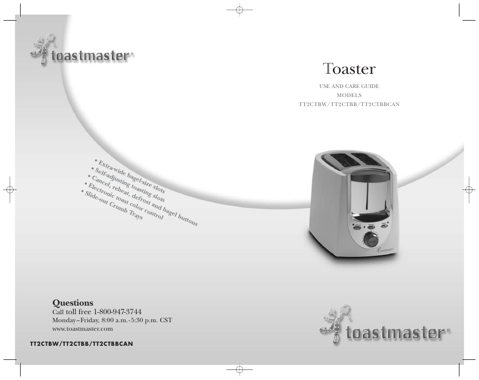 Toaster | Toastmaster TT2CTBW User Manual | Page 15 / 15