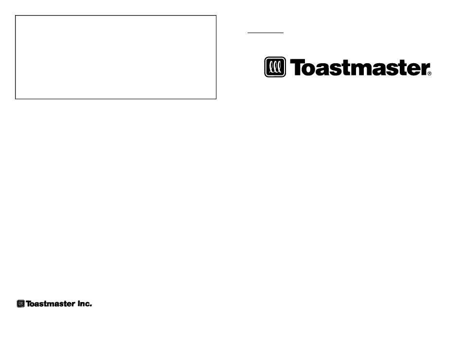 Use and care guide | Toastmaster 885 EN User Manual | Page 4 / 4