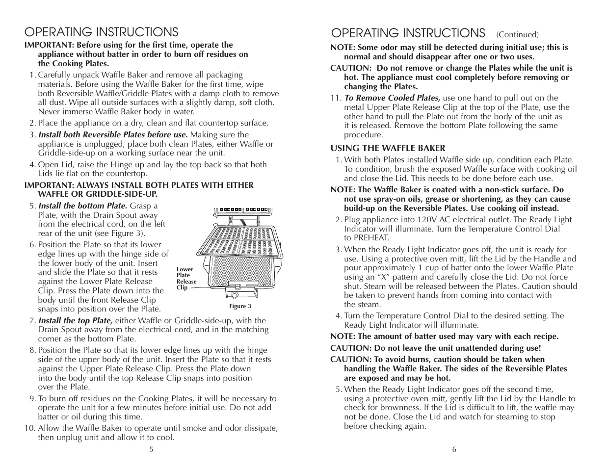 Operating instructions | Toastmaster FWB275 User Manual | Page 6 / 22