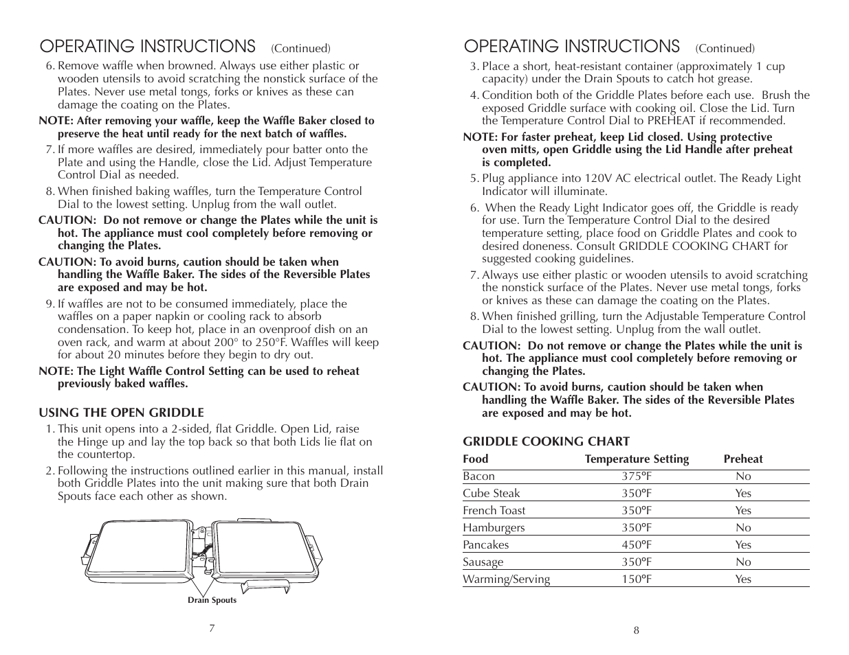 Operating instructions | Toastmaster FWB275 User Manual | Page 9 / 22