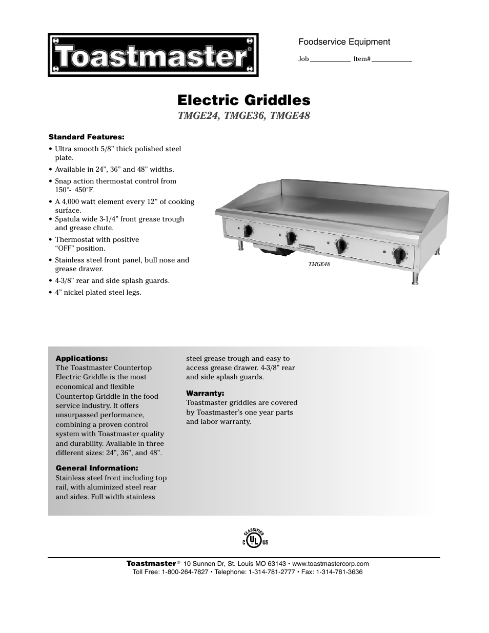Toastmaster TECG734867 User Manual | 2 pages
