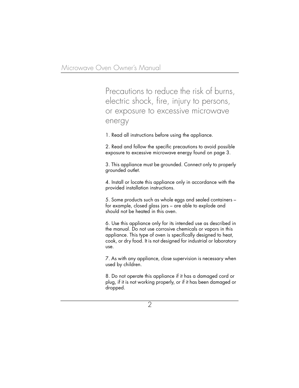 Microwave oven owner’s manual 2 | Toastmaster WBYMW1 User Manual | Page 3 / 85