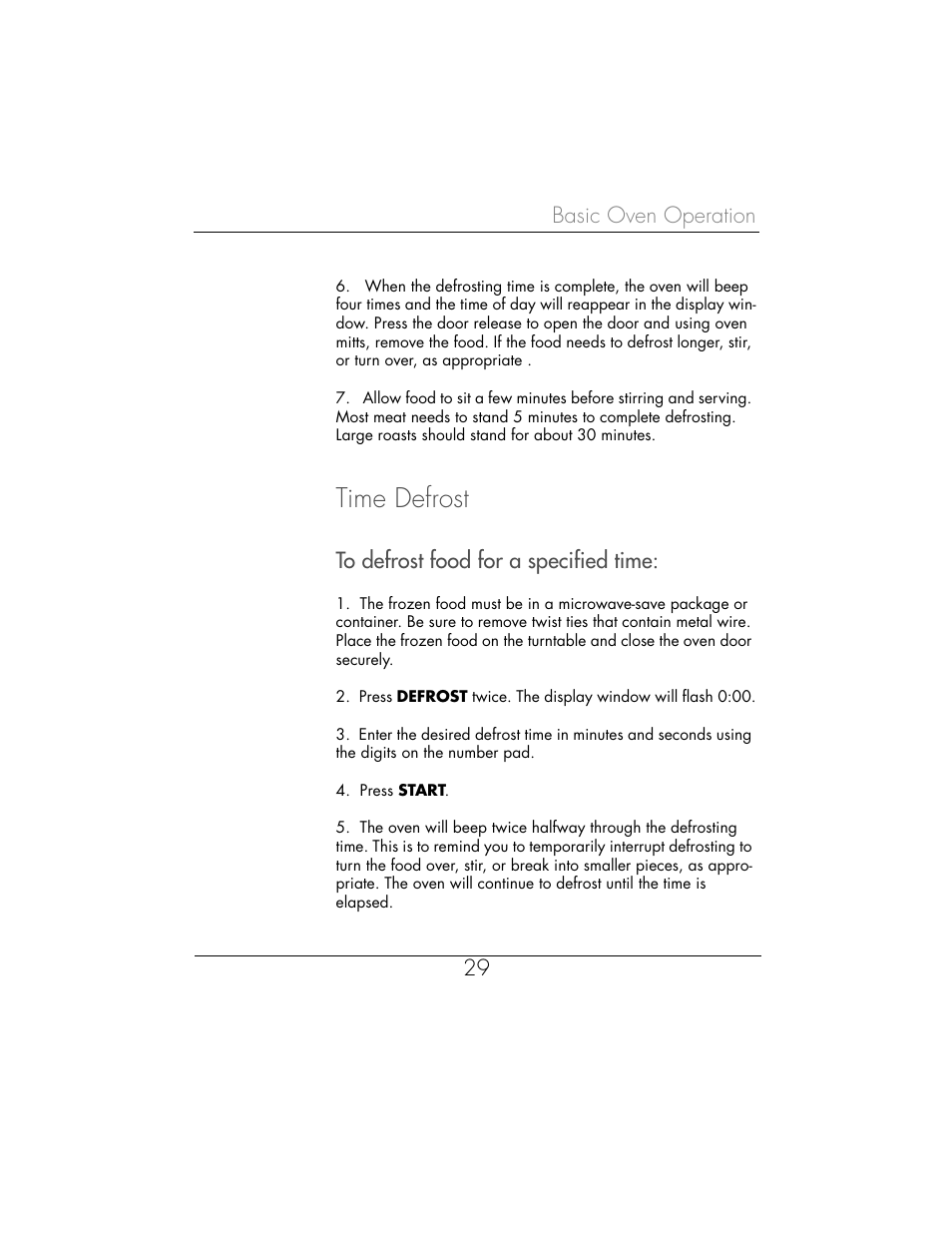 Time defrost | Toastmaster WBYMW1 User Manual | Page 30 / 85