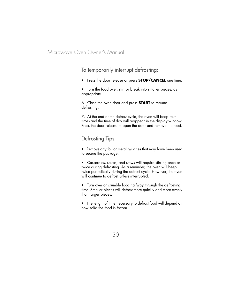 Defrosting tips | Toastmaster WBYMW1 User Manual | Page 31 / 85