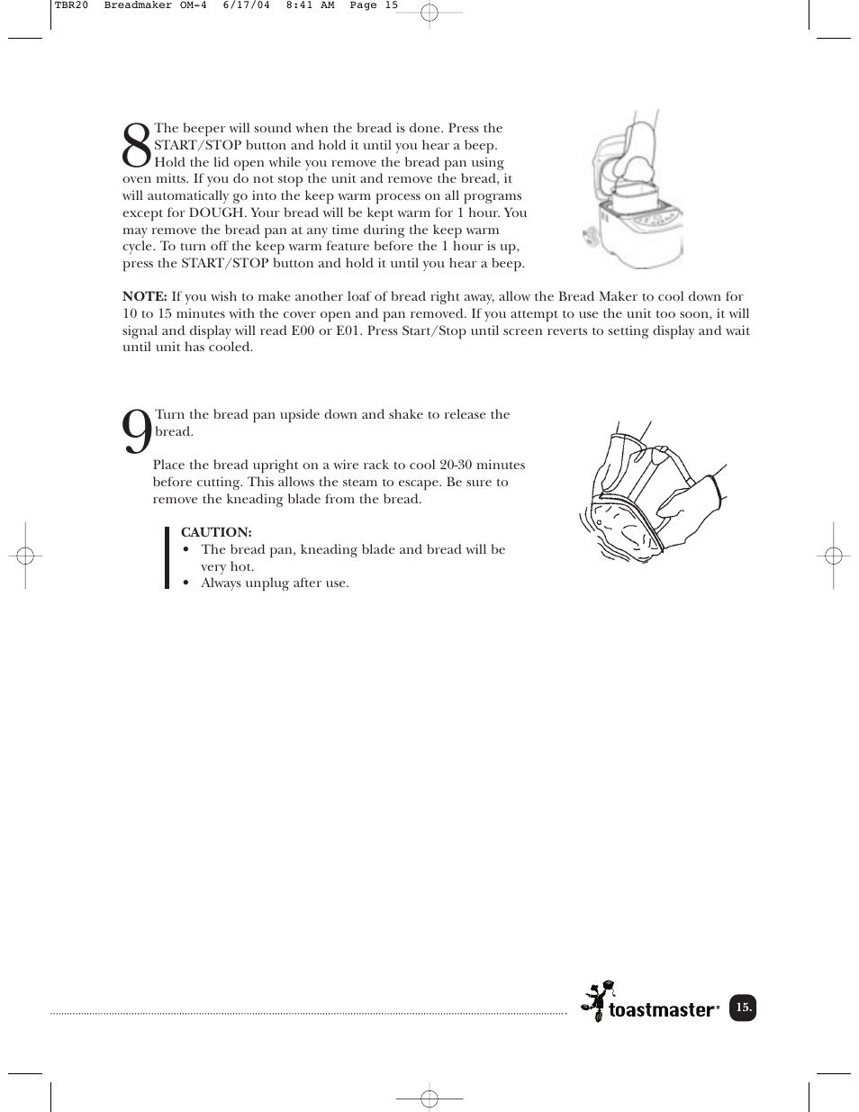 Toastmaster TBR20H User Manual | Page 16 / 64