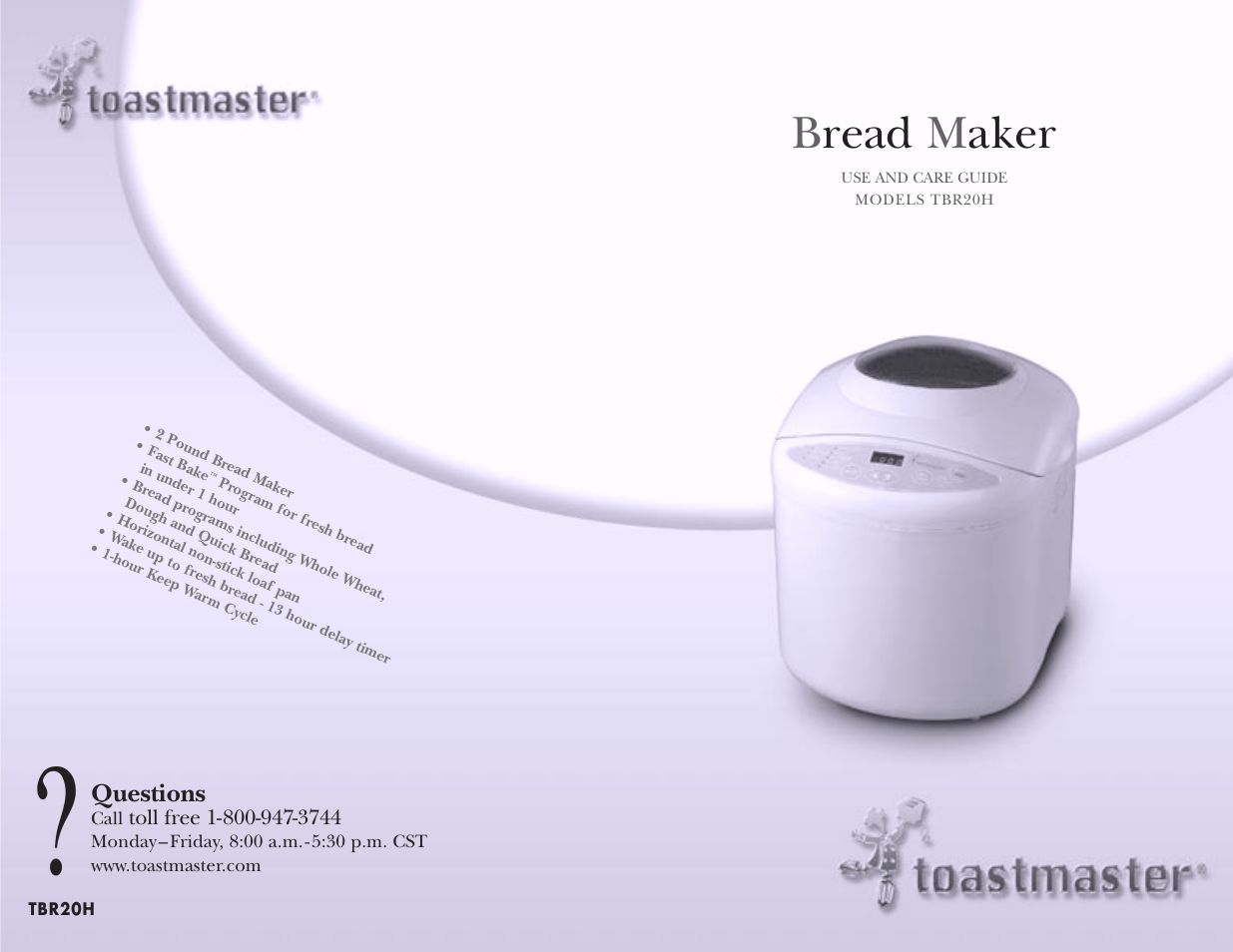 Bread m aker | Toastmaster TBR20H User Manual | Page 64 / 64