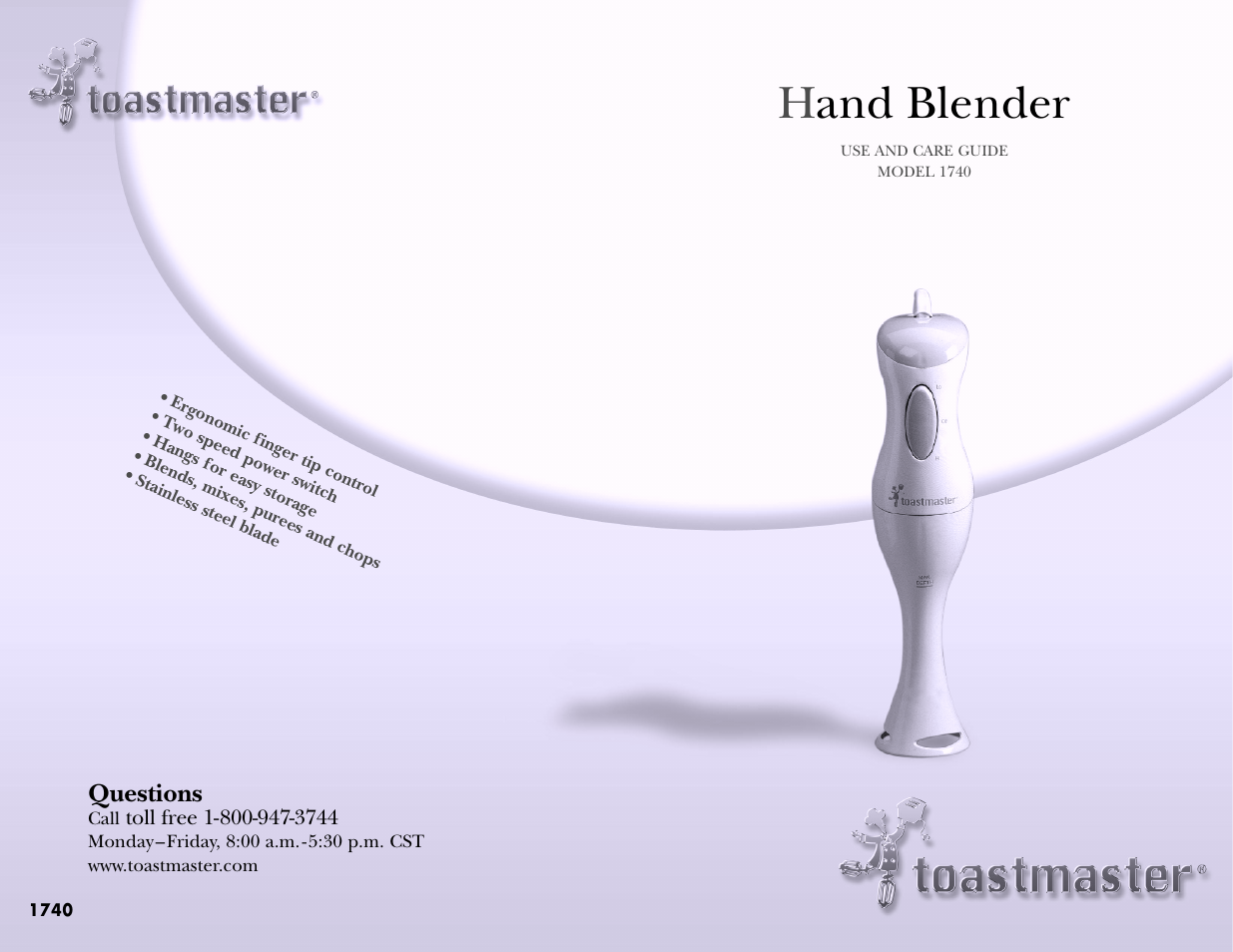 Toastmaster 1740 User Manual | 9 pages