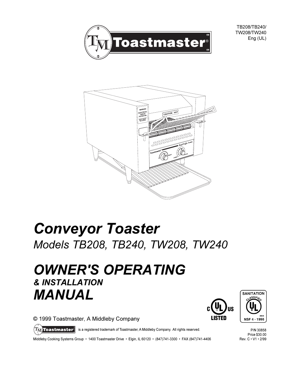Toastmaster TW240 User Manual | 12 pages