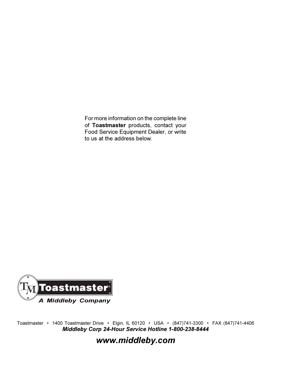 Toastmaster TW240 User Manual | Page 12 / 12